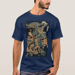 T-shirt COMBAT SAMURAI AVEC DES ÉPÈRES KATANA par Hokusai