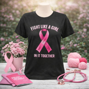 T-shirt Combats comme une fille Ruban rose Cancer du sein