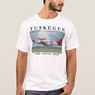 T-shirt Combattant rouge de queue de P51D piloté par des