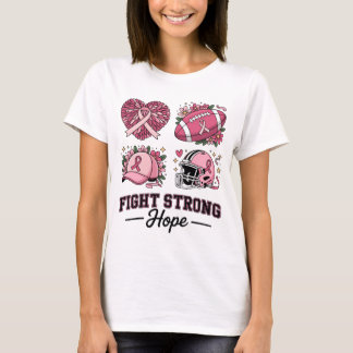 T-shirt Combattez avec force l'espoir de football rose con