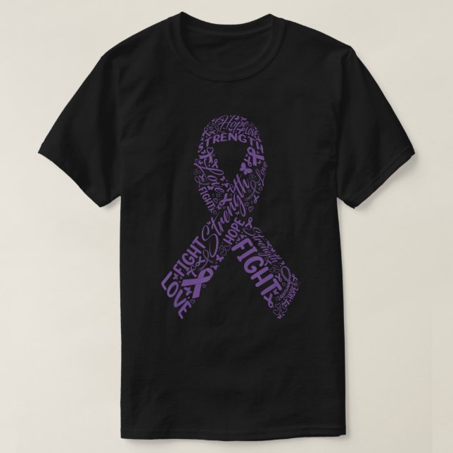 T-shirt Combattez Hope Love Ribbon Violet Fibromyalgie Rec (Design devant)