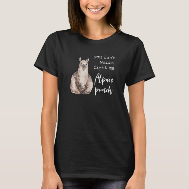 T-shirt Combattez-Moi Alpaca Punch Llama Love Pun Citation (Devant)