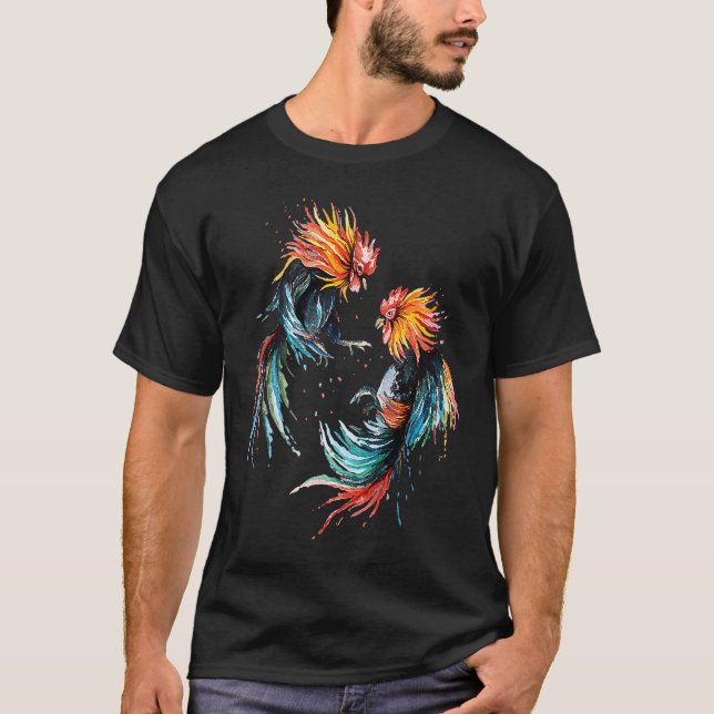 T-shirt Combattre le coq Art poulet chinois Zodiac Pride (Devant)