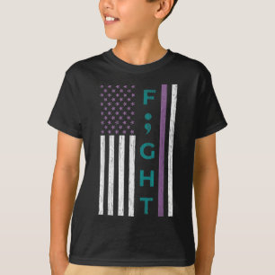 T-shirt Combattre le drapeau point-virgule Suicide Sensibi