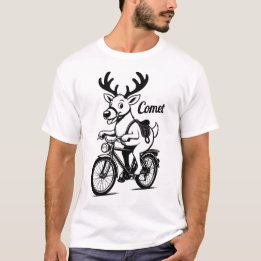 T-shirt  Comet The Reindeer Riding a Bike