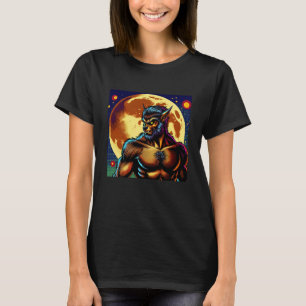 T-shirt Comic Book Style Werewolf devant la Pleine lune