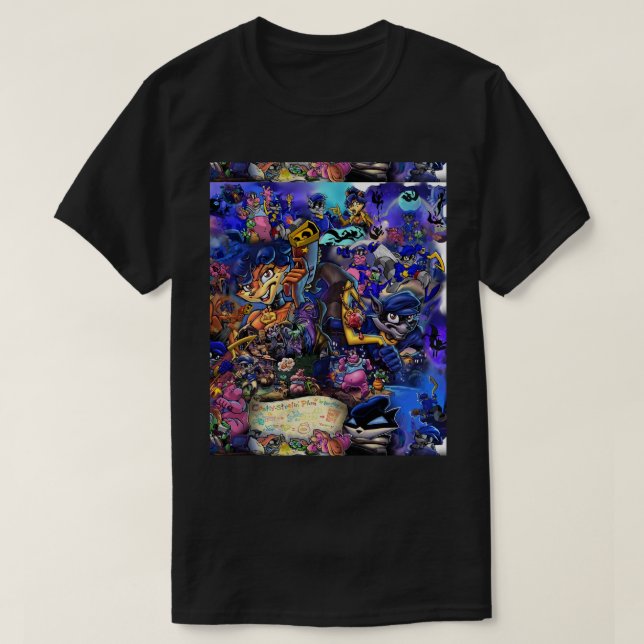 T-shirt Comic Collage Sly Cooper Graphic (Design devant)