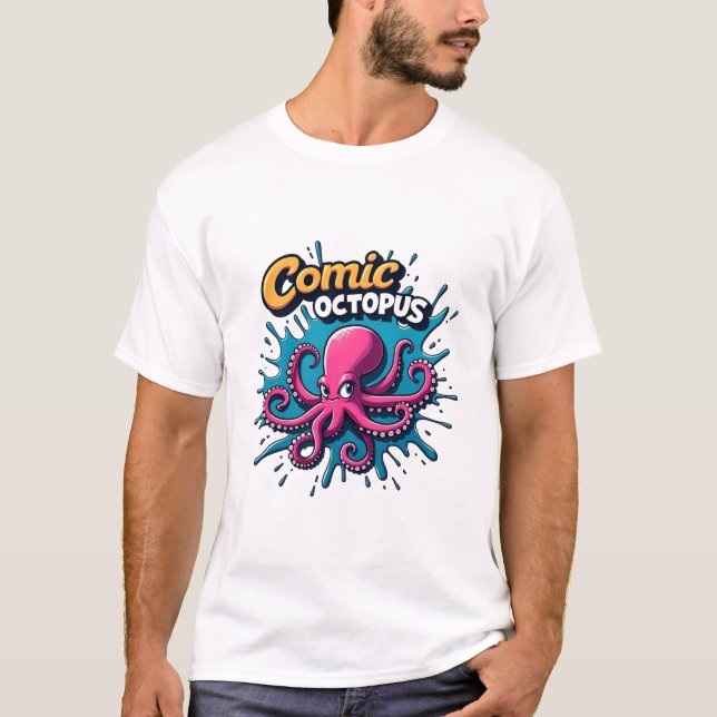 T-shirt Comic Octopus : Attitude amusante et ironique de l (Devant)