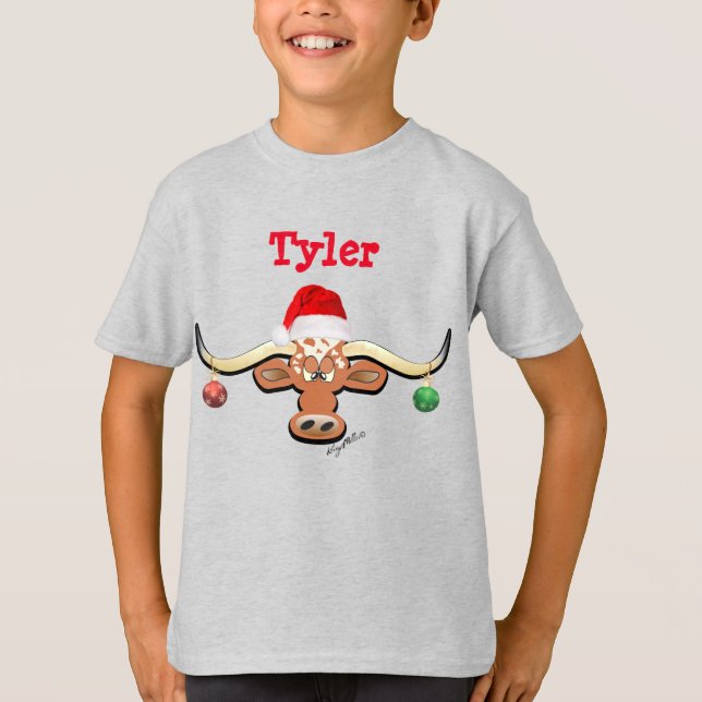 T-shirt Comique Noël Longhorn Steer (Devant)