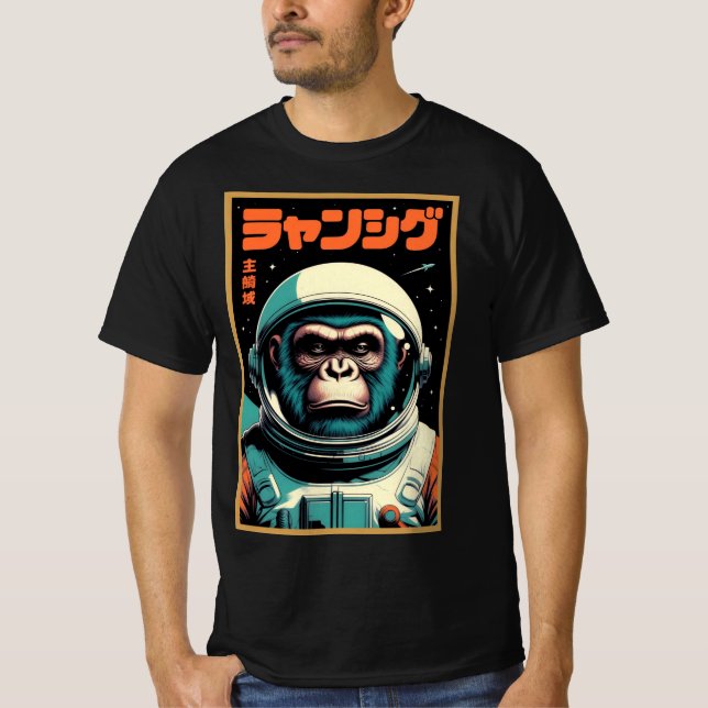 T-shirt Commandant Singe – Explorateur Spatial Rétro Futur (Devant)