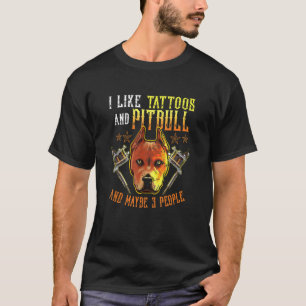 T-shirt Comme Les Tatouages Et Le Pitbull Chien Et Peut-Êt