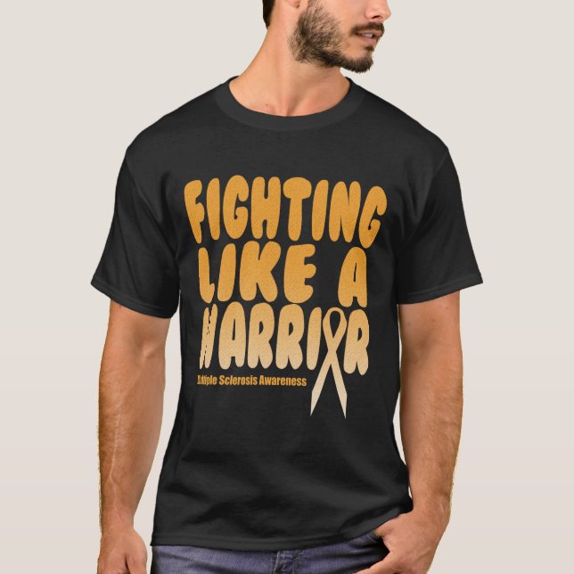 T-shirt Comme Un Guerrier La Sclérose En Plain (Devant)