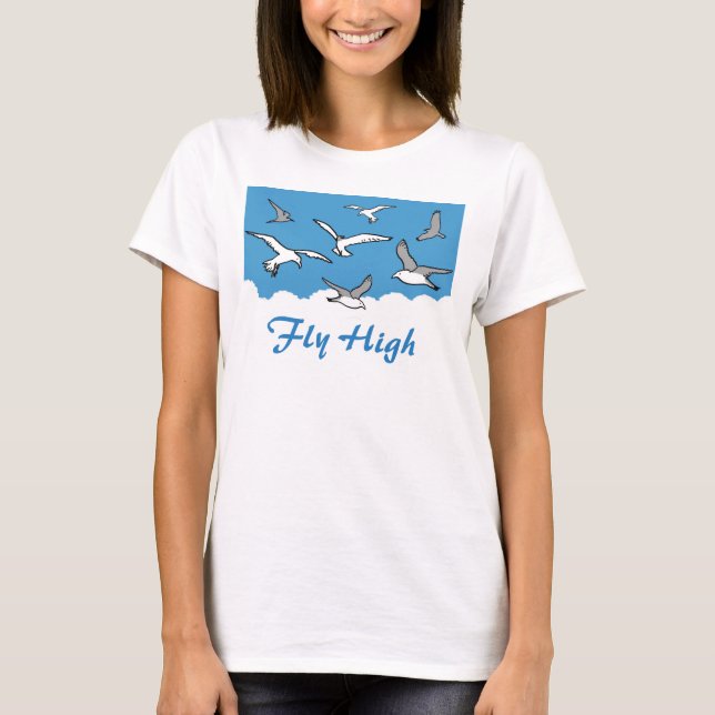 T-shirt Comme un oiseau - volant haut. Oiseaux en vol sur  (Devant)