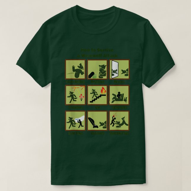 T-shirt Comment Survivre À Une Attaque De Loup-garou Drôle (Design devant)