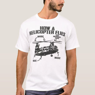 T-shirt Comment un hélicoptère vole par magie Drôle de pil