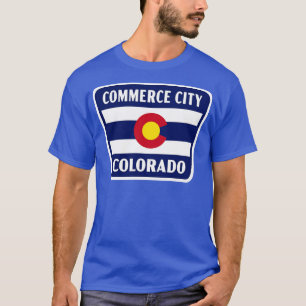 T-shirt Commerce City Colorado Retro Drapeau Badge Bleu