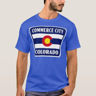 T-shirt Commerce City Colorado Retro Drapeau Badge Bleu
