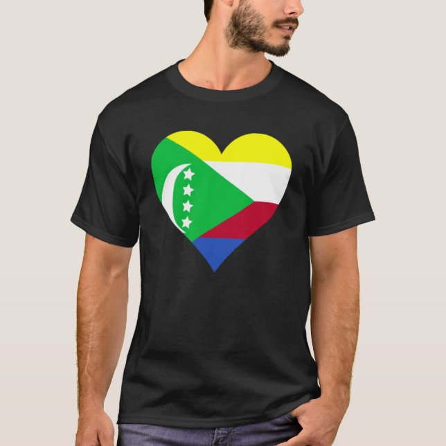 T-shirt Comores Drapeau Coeur Comores Aimer Comores (Devant)
