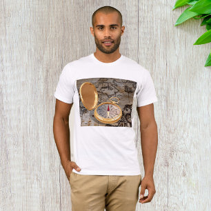 T-shirt Compass vintage en or sur la carte des pirates ant