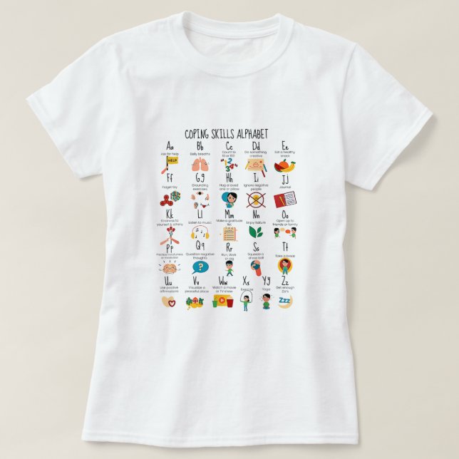 T-shirt Compétences d'adaptation Alphabet Conseiller en sa (Design devant)