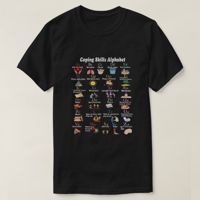 T-shirt Compétences d'adaptation Alphabet Femmes Enfants S (Design devant)