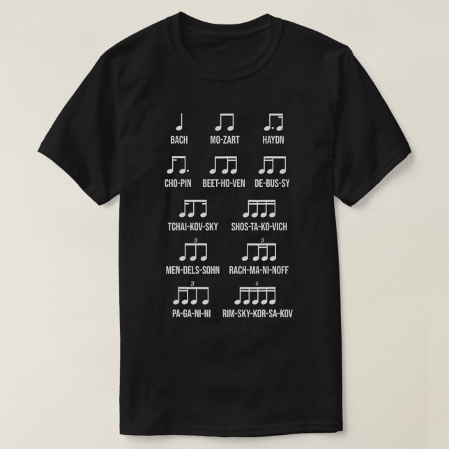 T-shirt Compositeur Rythme Musique Cadeau Bach Mozart Beet (Design devant)