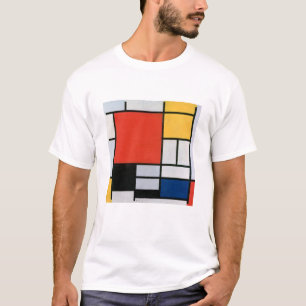 T-shirt Composition de Mondrian Rouge, Jaune, Bleu, Noir