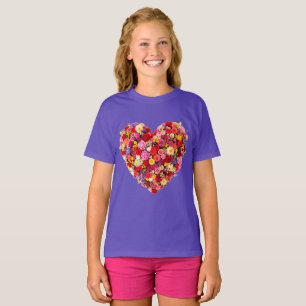 T-shirt Composition florale en forme de cœur pour la Saint