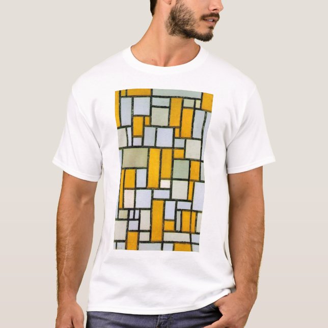 T-shirt Composition Jaune et Gris, Mondrian (Devant)