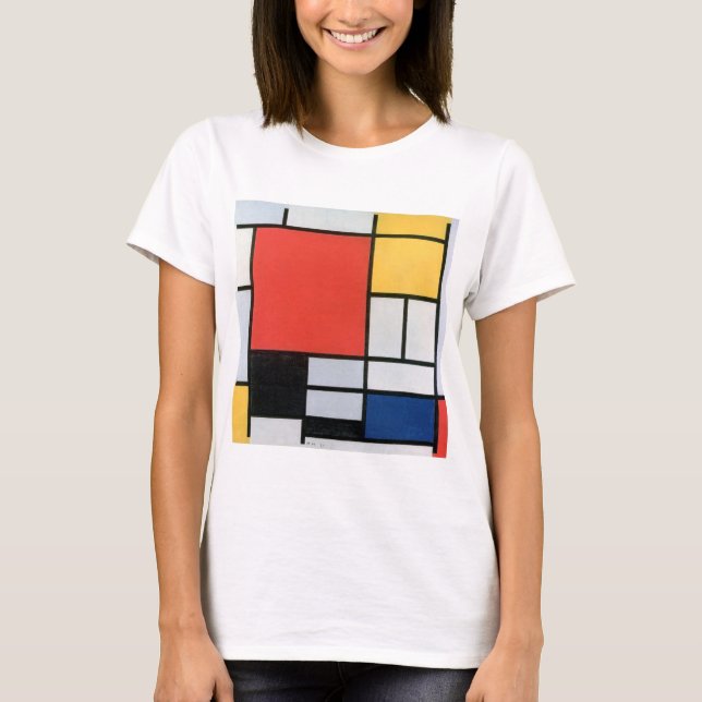 T-shirt Composition Rouge, Jaune, Bleu, Noir, Mondrique (Devant)