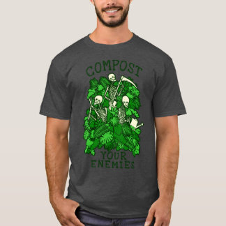 T-shirt Compostez vos ennemis Drôle Jardinage Goth Squelet
