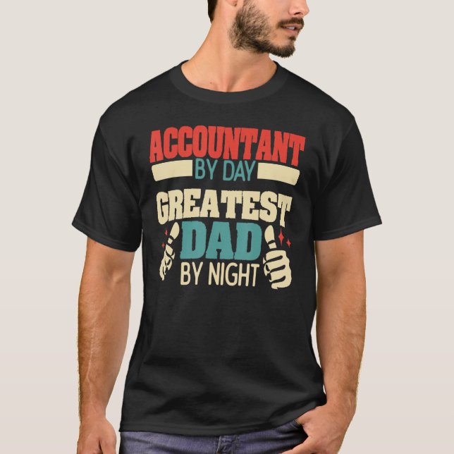 T-shirt Comptable De Jour, Grand Père De Nuit, Meilleur Pè (Devant)