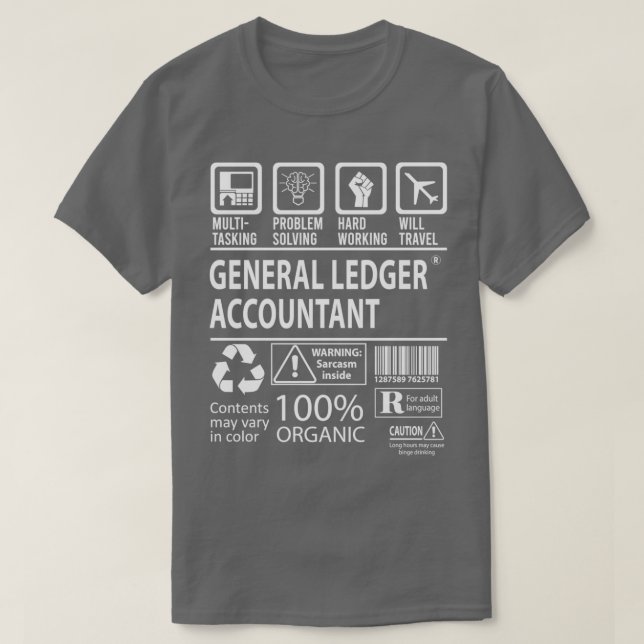 T-shirt Comptable général Comptable multitâche certifié J (Design devant)