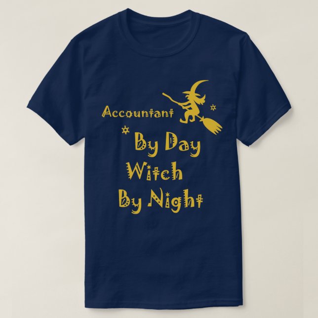 T-shirt Comptable Par Jour Sorcière Par Nuit Drôle Hallowe (Design devant)