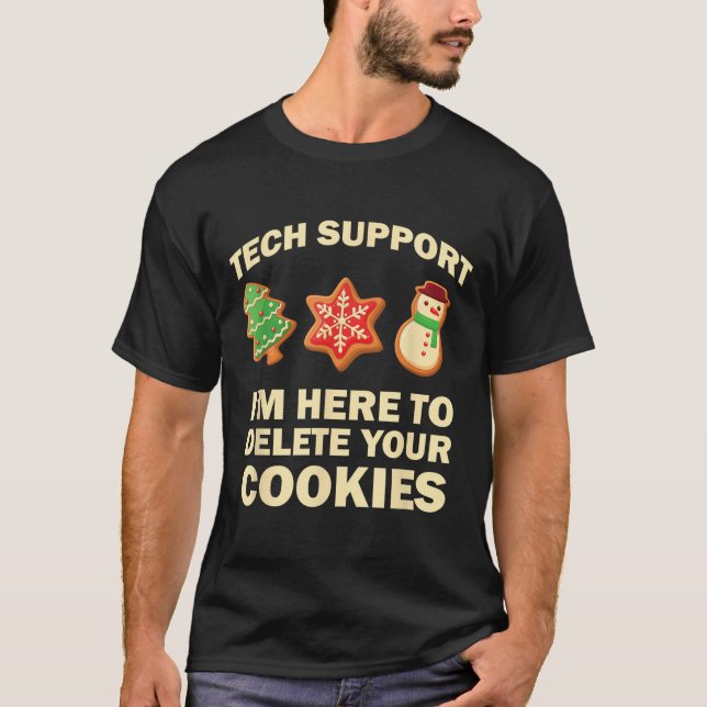 T-shirt Computer Nerd Funny Christmas Designs Men's Black  (Devant)