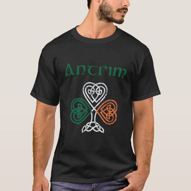 T-shirt Comté Antrim Belfast Shamrock Irlande Drapeau Crai (Devant)