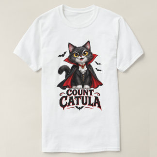 T-shirt Comte Catula Chat Vampire Halloween Chat Gothique 