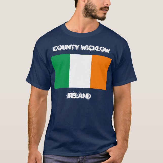 T-shirt Comté de Wicklow, Irlande avec drapeau irlandais (Devant)