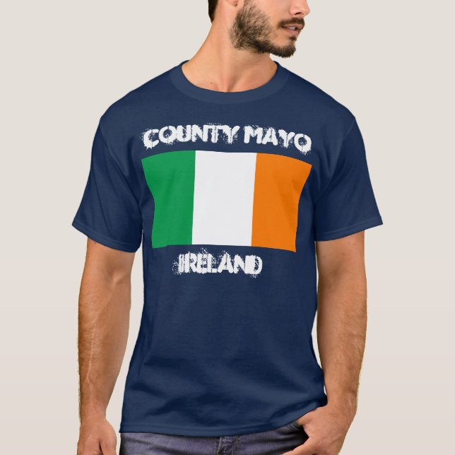 T-shirt Comté Mayo, Irlande avec le drapeau irlandais (Devant)
