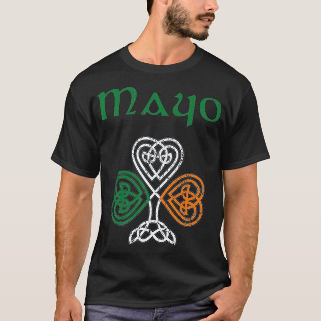 T-shirt Comté Mayo Shamrock Irlande Drapeau crade et cèole (Devant)