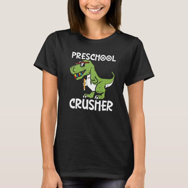 T-shirt Concasseur Préscolaire Retour À L'École Rex Dinosa (Devant)