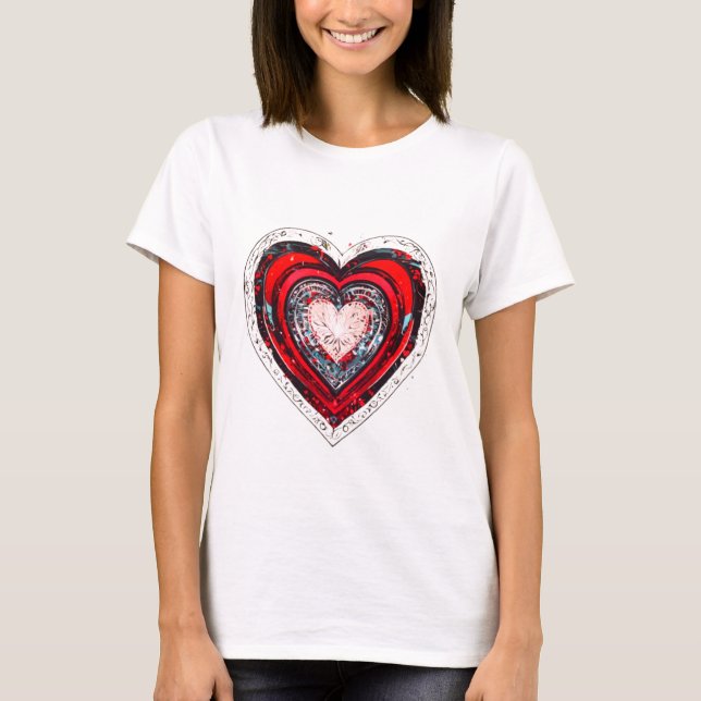T-shirt Conception Abstraite du coeur rouge (Devant)