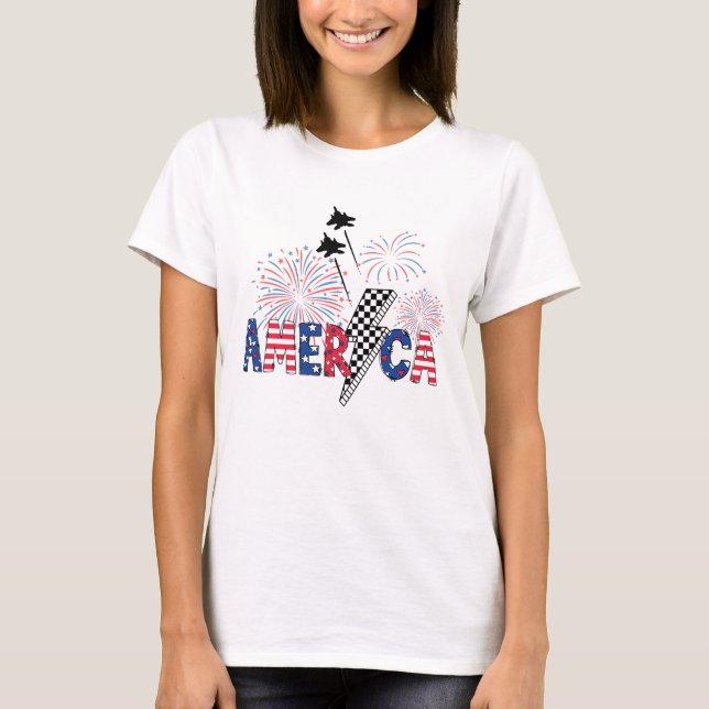 T-shirt Conception américaine avec des avions F-15 de l'ar (Devant)