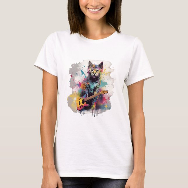 T-shirt conception amoureux des chats rockstar (Devant)