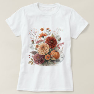 T-shirt Conception aquarelle de fleurs d'automne et d'Hall