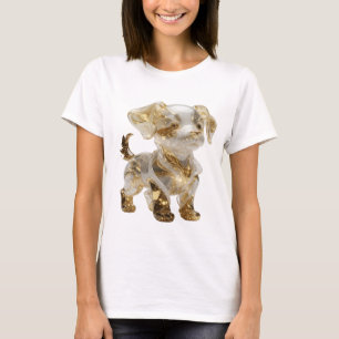 T-shirt Conception argentée CHIOT DORÉ en 3D captivante