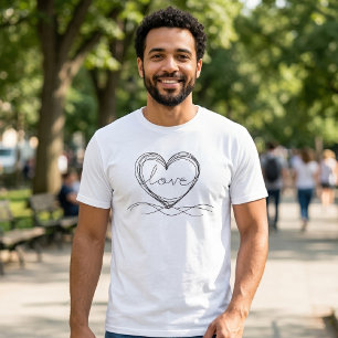 T-shirt Conception artistique de ligne continue de cœur av