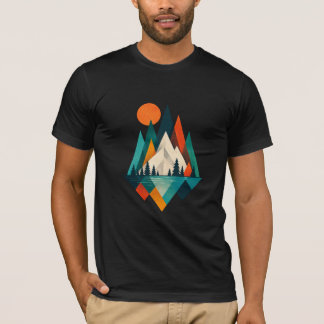 T-shirt Conception artistique de paysage montagneux géomét