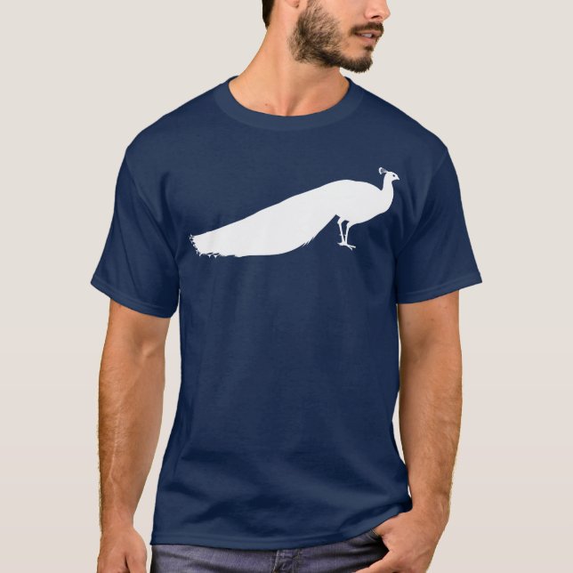 T-shirt Conception blanche d'oiseau de paon (Devant)