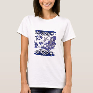 T-shirt Conception bleue classique de la Chine de saule